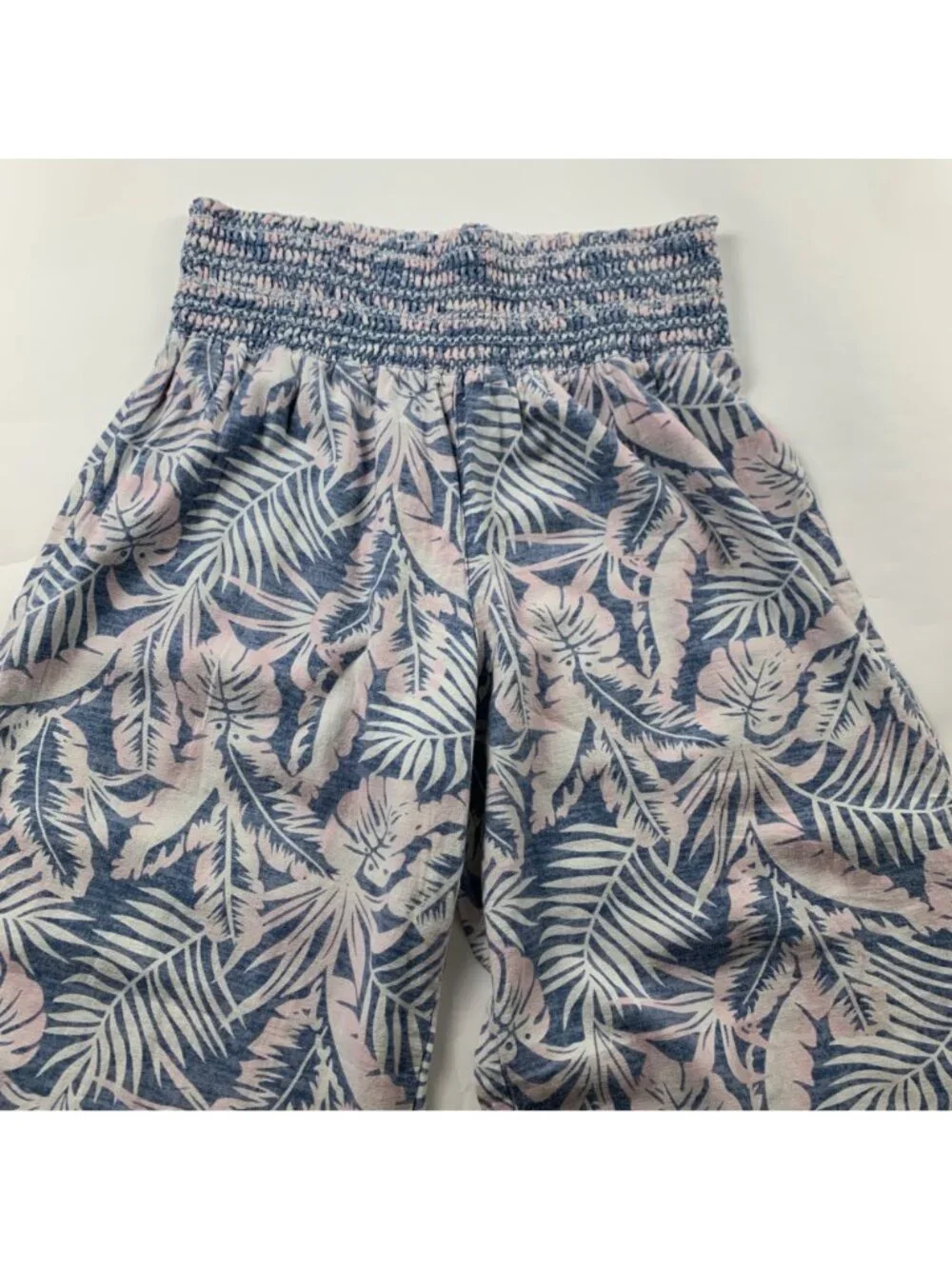 DAHUI Hawaii Linen Blend Pastel Palm Print Wide Leg Lounge Pant XL